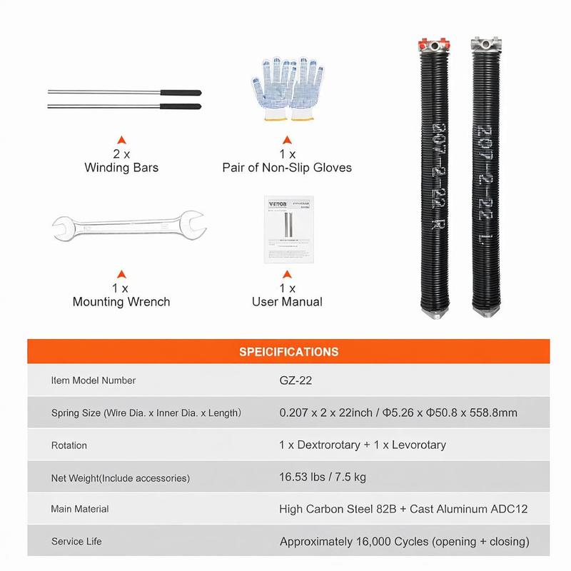 Cycling Glove - Garage Door Torsion Springs, Pair of