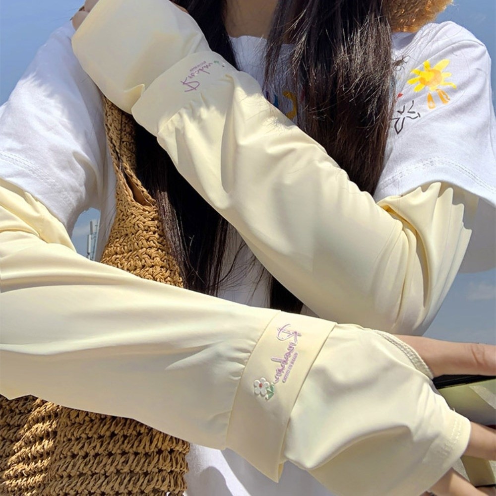 Flower Embroidered Long Ice Si - Cycling Glove 리뷰 및 가격